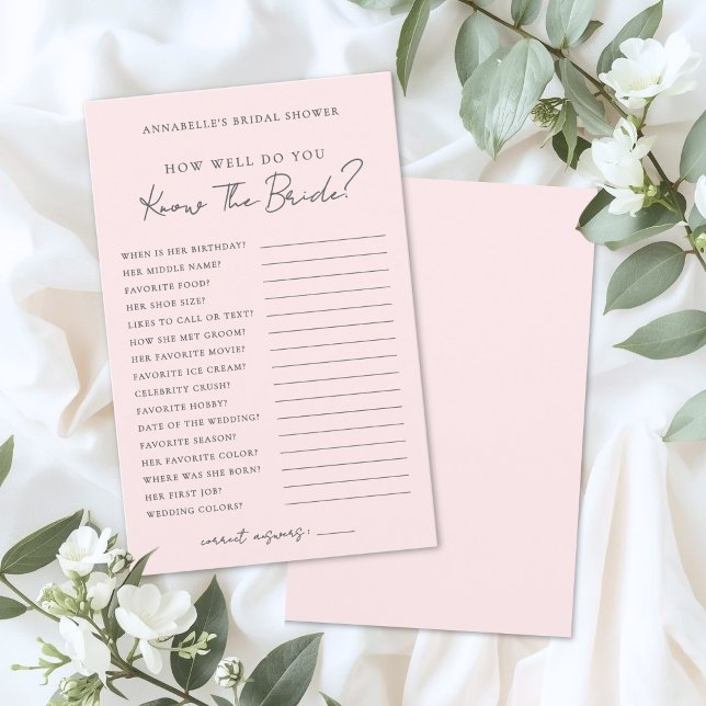 Ken Je de Bruid Roze Bruiloft Spel (Do You Know The Bride Pink Bridal Shower Game)
