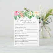 Ken je het bride tropische Vrijgezellenfeest? Informatiekaartje (Staand voorkant)