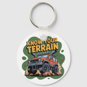 Ken Je Terrein 4x4 Off Road Truck Cartoon Sleutelhanger