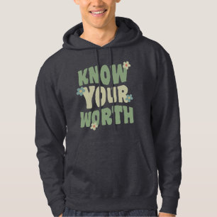 ken je waarde vintage groovy citaat hoodie