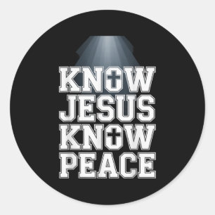 Ken Jesus Know Peace Christelijk Grafisch Ontwerp Ronde Sticker