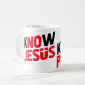 Ken Jesus Know Peace Christelijk Koffiemok (Voorkant links)