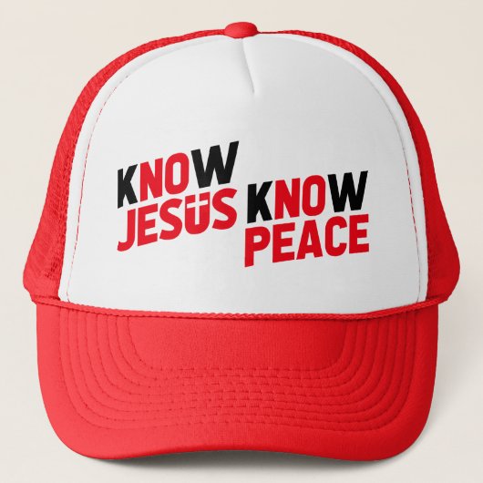 Ken Jesus Know Peace Christelijk Trucker Pet (Voorkant)