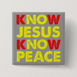 Ken Jezus Ken Vrede Christelijke Knoop Badge Vierkante Button 5,1 Cm