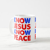 Ken Jezus Ken Vrede Christelijke Mok (Voorkant links)