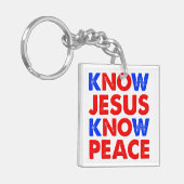 Ken Jezus Ken Vrede Christelijke Sleutelhanger (Voorkant Links)