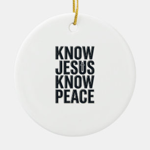 Ken Jezus Ken Vrede Vintage Christelijke Typografi Keramisch Ornament