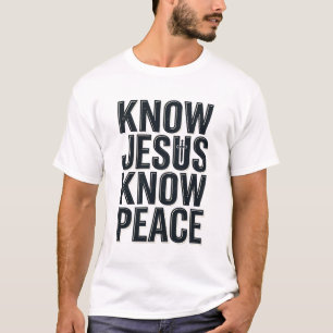 Ken Jezus Ken Vrede Vintage Christelijke Typografi T-shirt