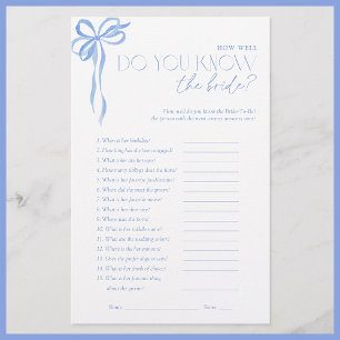 Ken jij het Bride Blue Bow Vrijgezellenfeest spel?