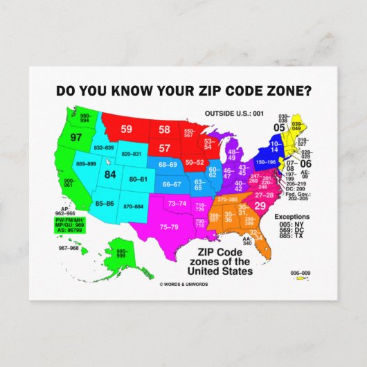 Ken jij je postcode zone? (Amerikaanse kaart) Briefkaart (Voorkant)