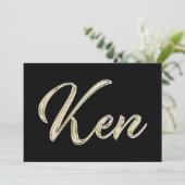 Ken Name white gold Handwriting Karte Kaart (Staand voorkant)