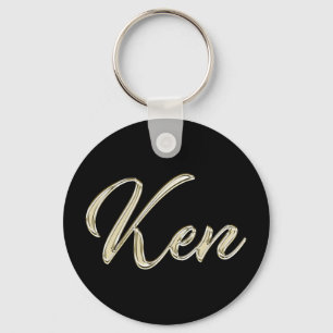 Ken Name whitegold Button Schlüsselanhänger Sleutelhanger
