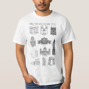 Ken uw architectuurstijlen Gebouwen T-shirt