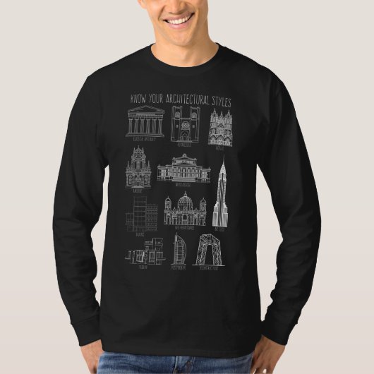Ken uw architectuurstijlen Gebouwen T-shirt (Voorkant)