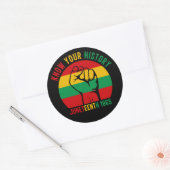 Ken Uw Geschiedenis Rood Geel Geel Juneteenth Ronde Sticker (Envelop)