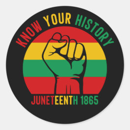 Ken Uw Geschiedenis Rood Geel Geel Juneteenth Ronde Sticker