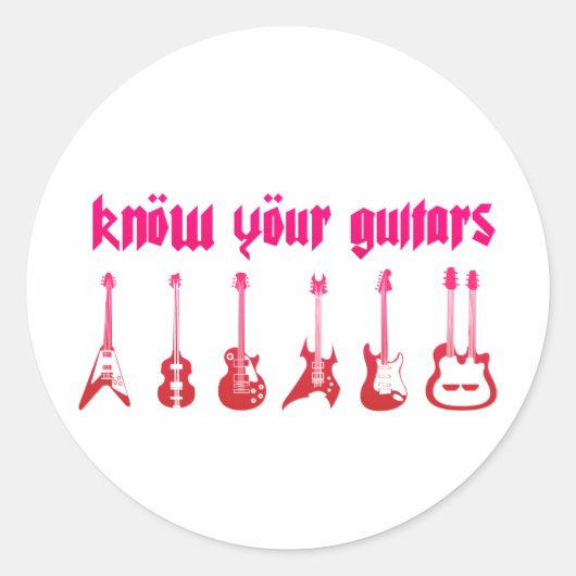 Ken Uw Guitar - Emo Alternative Grunge Rock Ronde Sticker (Voorkant)