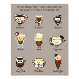 Ken uw koffie persoonlijkheidskaart foto afdruk