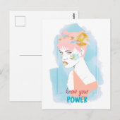 Ken uw kracht motivatie quote meisje gezicht briefkaart (Voorkant / Achterkant)