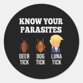 Ken uw parasieten Anti-Trump Funny Tick Resist Ronde Sticker (Voorkant)