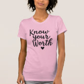 Ken uw waarde - Pink Script Glitter T-shirt (Voorkant)