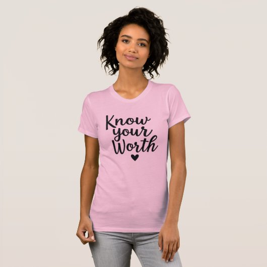 Ken uw waarde - Pink Script Glitter T-shirt (Voorkant volledig)