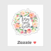 Ken Uw Worth, Boho Inspirerend Quote Sticker (Vel)