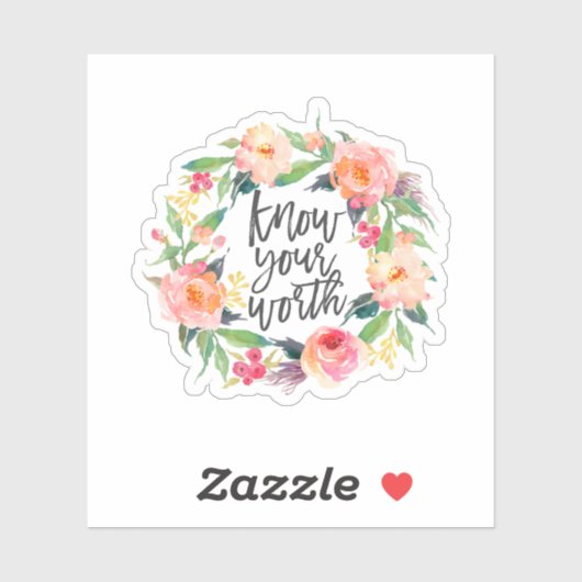Ken Uw Worth, Boho Inspirerend Quote Sticker (Vel)
