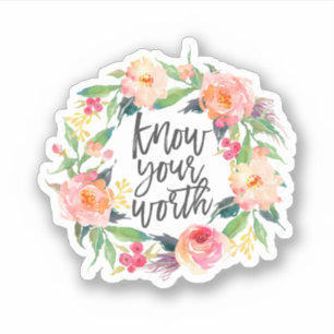 Ken Uw Worth, Boho Inspirerend Quote Sticker