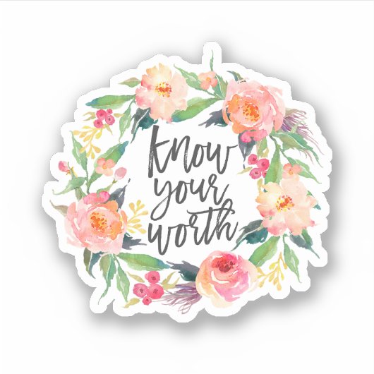 Ken Uw Worth, Boho Inspirerend Quote Sticker (Voorkant)