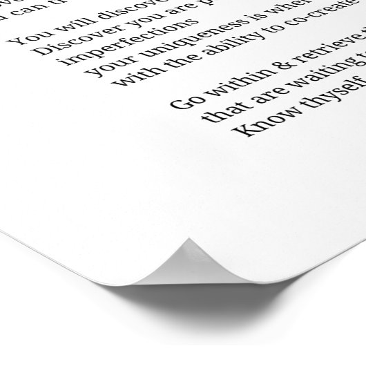 Ken uzelf inspirerend gedicht muur poster (Hoek)