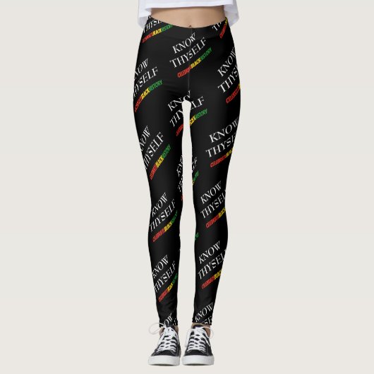 KEN UZELF Vier Zwarte Geschiedenis Stijlvolle BHM Leggings (Voorkant)