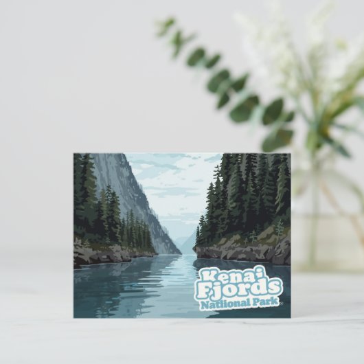 Kenai Fjords Alaska Fjord Art Print Briefkaart (Staand voorkant)