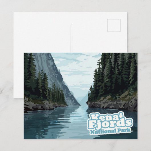 Kenai Fjords Alaska Fjord Art Print Briefkaart (Voorkant / Achterkant)