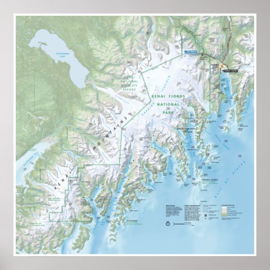Kenai Fjords map poster (Voorkant)