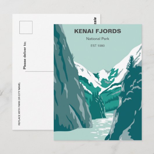  Kenai Fjords Nationaal Park Alaska retro Briefkaart (Voorkant / Achterkant)
