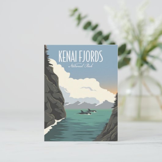 Kenai Fjords Nationaal Park Alaska retro Briefkaart (Staand voorkant)