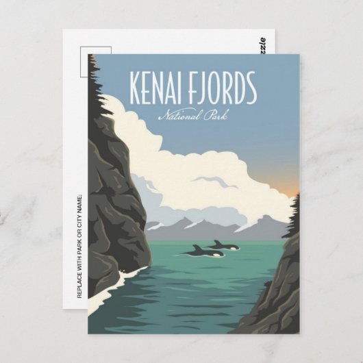 Kenai Fjords Nationaal Park Alaska retro Briefkaart (Voorkant / Achterkant)