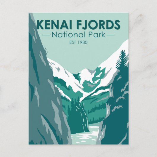Kenai Fjords Nationaal Park Alaska Vintage Briefkaart (Voorkant)