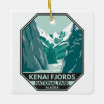Kenai Fjords Nationaal Park Alaska Vintage Keramisch Ornament<br><div class="desc">Kenai Fjords vectorkunstwerk ontwerp. Het park is een Amerikaans nationaal park dat de Harding Icefield,  zijn uitstromende gletsjers en kustsnoeren en -eilanden in stand houdt.</div>