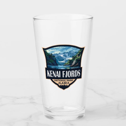 Kenai Fjords Nationaal Park Illustratie Retro Art Glas (Voorkant)