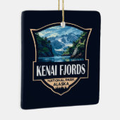 Kenai Fjords Nationaal Park Illustratie Retro Art Keramisch Ornament (Rechts)