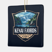 Kenai Fjords Nationaal Park Illustratie Retro Art Keramisch Ornament (Links)