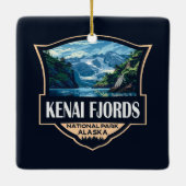Kenai Fjords Nationaal Park Illustratie Retro Art Keramisch Ornament (Achterkant)