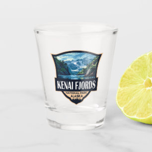 Kenai Fjords Nationaal Park Illustratie Retro Art Shot Glas
