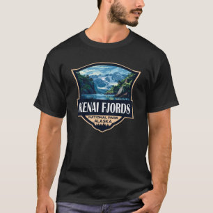 Kenai Fjords Nationaal Park Illustratie Retro Art T-shirt