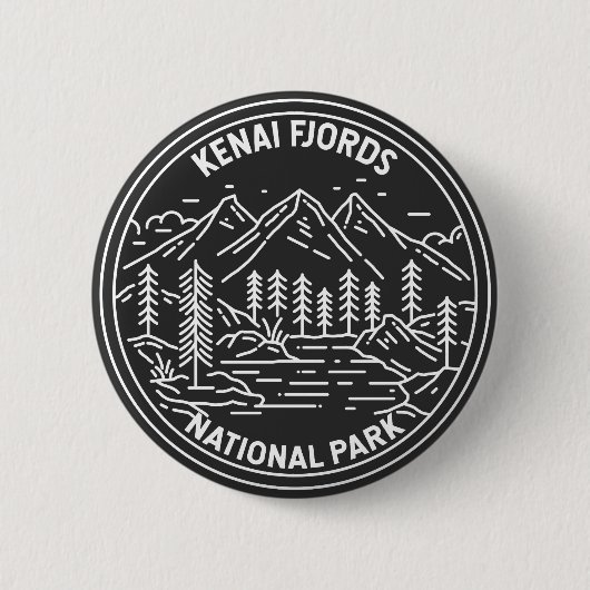 Kenai Fjords Nationaal Park monoline Ronde Button 5,7 Cm (Voorkant)