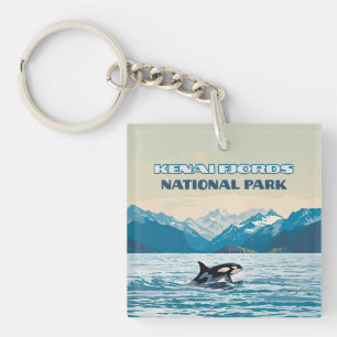 Kenai Fjords Nationaal Park Orca Alaska Vintage Sleutelhanger