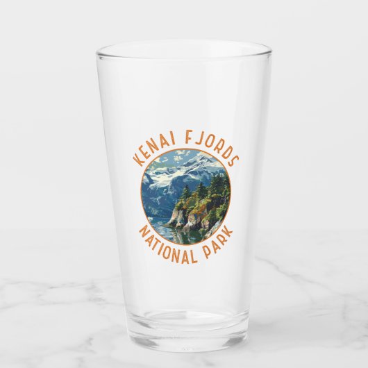 Kenai Fjords Nationaal Park Retro Distressed Circl Glas (Voorkant)