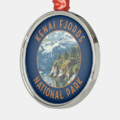 Kenai Fjords Nationaal Park Retro Distressed Circl Metalen Ornament (Links)